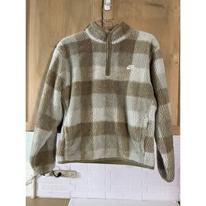 Nike Youth Sherpa Pullover Jacket 1/4 Zip Deep Pile Size Medium Tan/Ivory